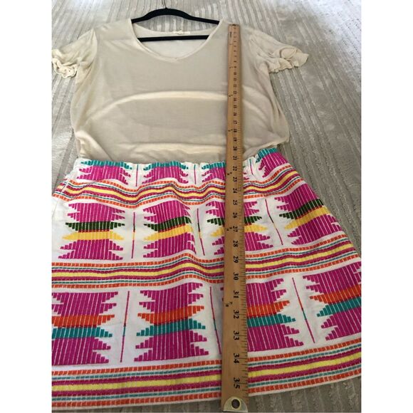 Freeway Beige Top Dress with Colorful Woven Skirt – Size M, - Picture 7 of 10